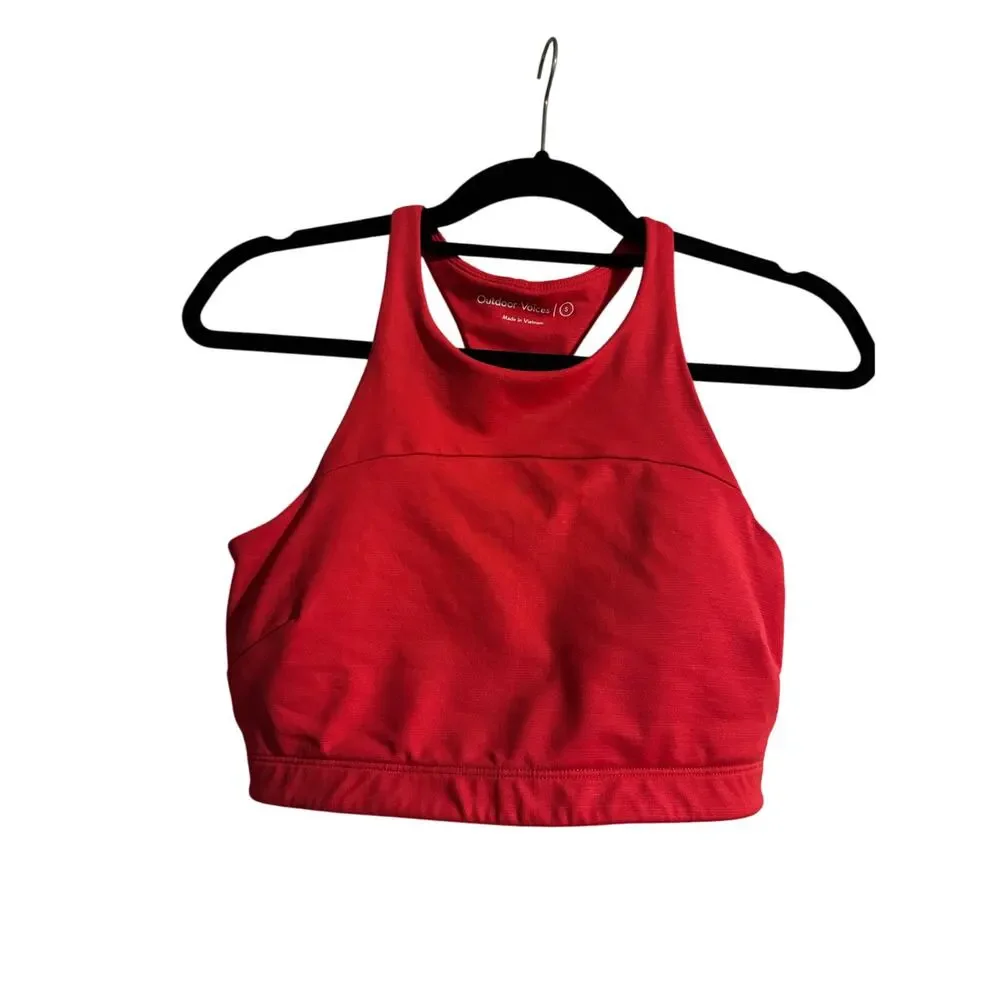 Red High Neck Outdoor Voices Sports Bra Size Small